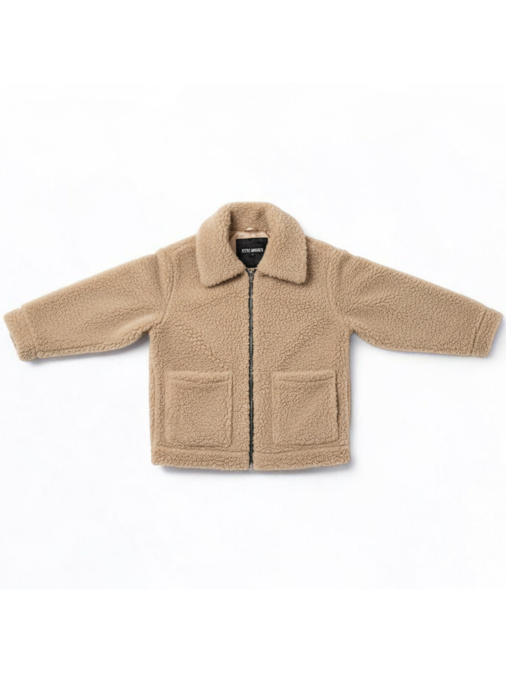 Steve Madden Cozy Zip-up Teddy Jacket Beige Tan Womens Small
